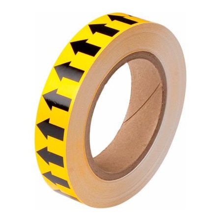 BRADY Brady® 91424 Pipe Marker Arrow Tape, Vinyl, 1"W x 30 Yds., Yellow/Black 91424